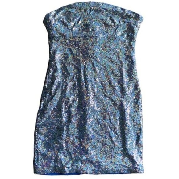 Strapless sequin mini dress blue medium - Picture 6 of 6